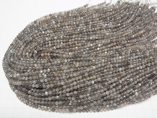 Hochwertiger grauer Mondstein AAA- Rund 4mm 1Strang Perlen (ca. 15inch/38cm)