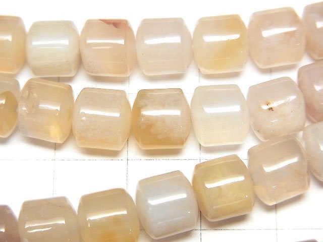 馬達加斯加櫻花瑪瑙扁珠(管狀) 8x8x7mm 1串珠子 (約14英寸/34公分)