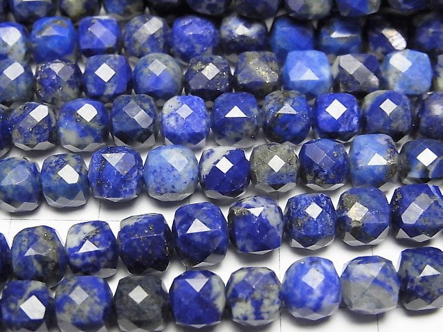 高品質!青金石 AA 方塊形狀 6x6x6mm 半串或一串珠子 (約 15 英吋/37 公分)