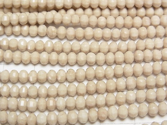 高品質! 河石 刻面鏡面 圓鈕珠 4x4x3mm 一串珠子 (約15英吋/37公分)