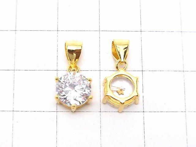 Silver925 Cubic Zirconia Pendant 8x8x5.5mm 18KGP 1pc