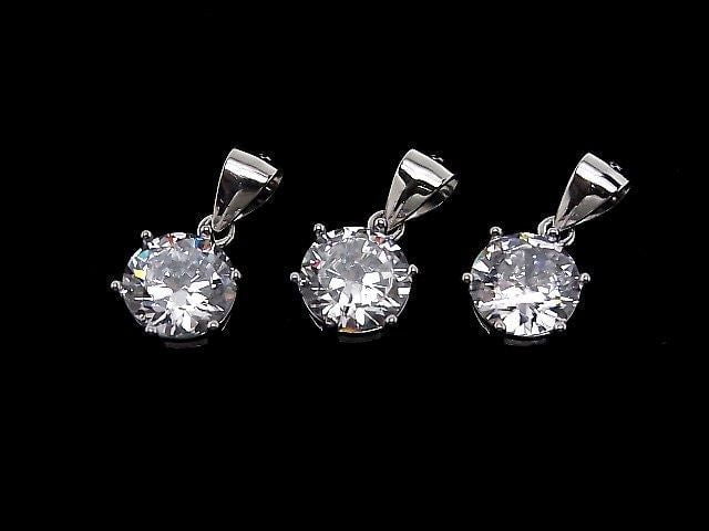 Silver925 Cubic Zirconia Pendant 8x8x5.5mm 1pc