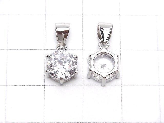 Silver925 Cubic Zirconia Pendant 8x8x5.5mm 1pc