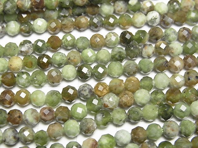 高品質!綠蛋白石刻面圓珠4.5mm,一串(約15英吋/37公分)