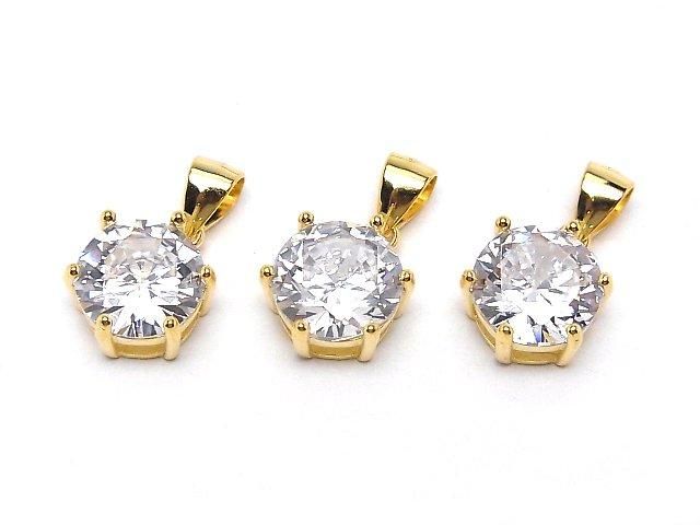 Silver925 Cubic Zirconia Pendant 10x10x6.5mm 18KGP 1pc