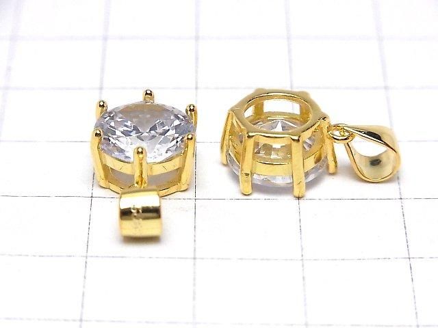 Silver925 Cubic Zirconia Pendant 10x10x6.5mm 18KGP 1pc