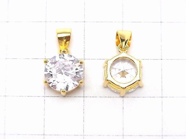 Silver925 Cubic Zirconia Pendant 10x10x6.5mm 18KGP 1pc