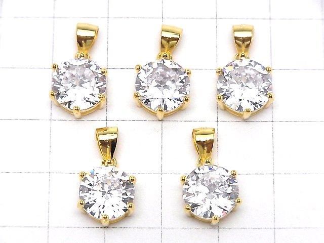 Silver925 Cubic Zirconia Pendant 10x10x6.5mm 18KGP 1pc