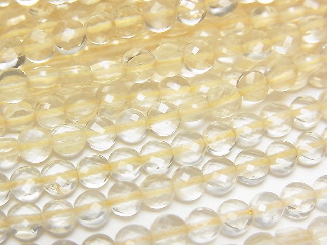 高品質!檸檬石英 AAA - 刻面圓形 4x4x2mm 1串珠子 (約15英吋/37公分)