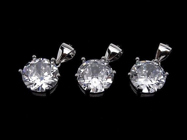 Silver925 Cubic Zirconia Pendant 10x10x6.5mm 1pc