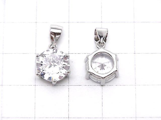 Silver925 Cubic Zirconia Pendant 10x10x6.5mm 1pc