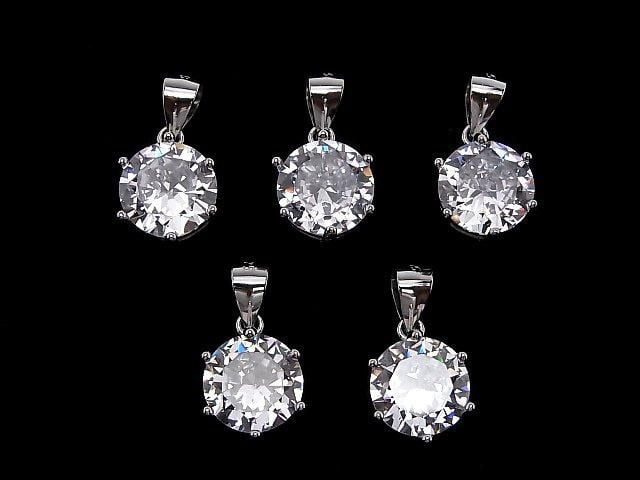 Silver925 Cubic Zirconia Pendant 10x10x6.5mm 1pc