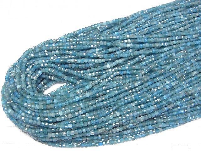 Hochwertig! Blaue Apatit AA+ Würfelform 2x2x2mm 1Strang Perlen (ca. 15 Zoll/37 cm)