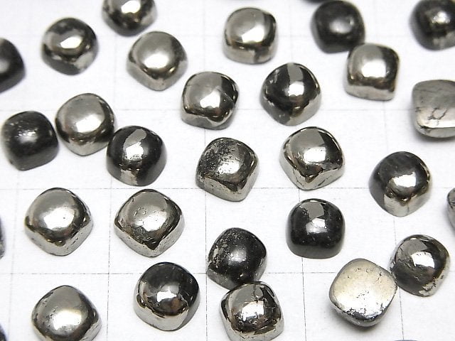 Matrix-Pyrit quadratischer Cabochon 6x6mm 5 Stück