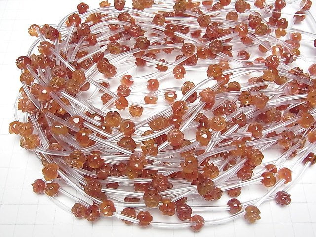 Roter Achat AA++ Rose 8mm halb oder 1 Strang Perlen (ca. 12 Zoll/29 cm)