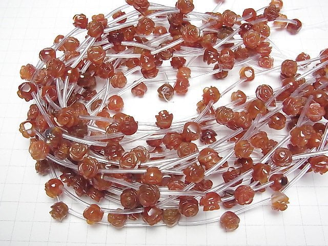 Roter Achat AA++ Rose 10mm halb oder 1 Strang Perlen (ca. 13 Zoll/31 cm)