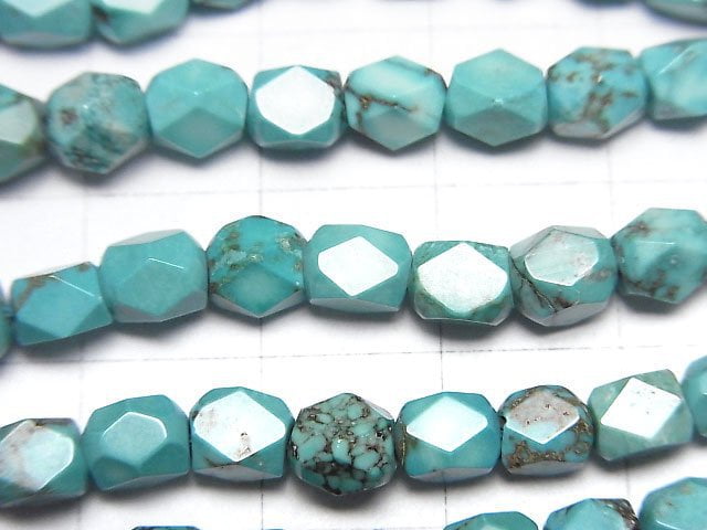 菱鎂礦綠松石長方刻面管珠 6x5x5公釐 1串 (約14英吋/34公分)