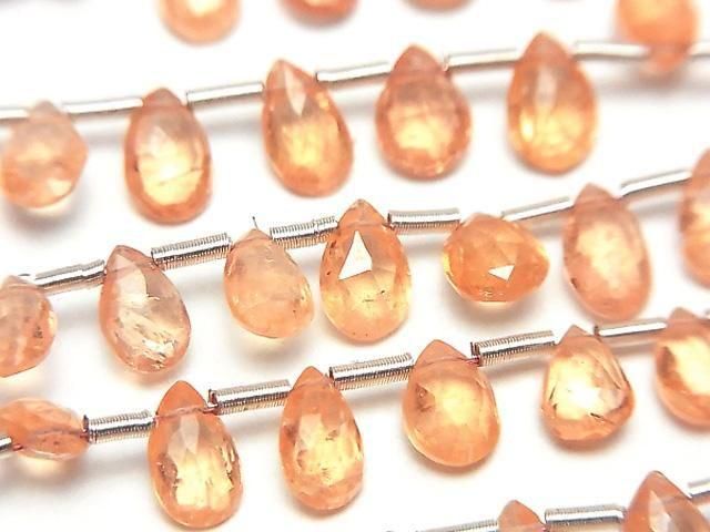 高品質錳鋁榴石 AAA 梨形刻面切工刻面半串或 1 串珠子 (34 顆)