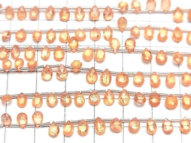 高品質錳鋁榴石 AAA 梨形刻面切工刻面半串或 1 串珠子 (34 顆)