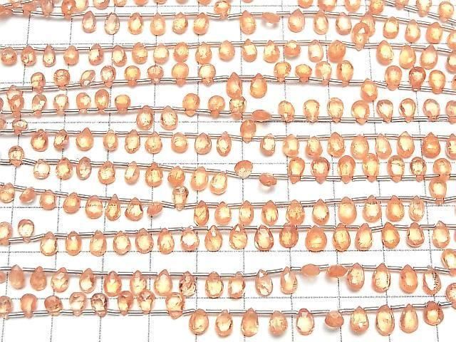 高品質錳鋁榴石 AAA 梨形刻面切工刻面半串或 1 串珠子 (34 顆)