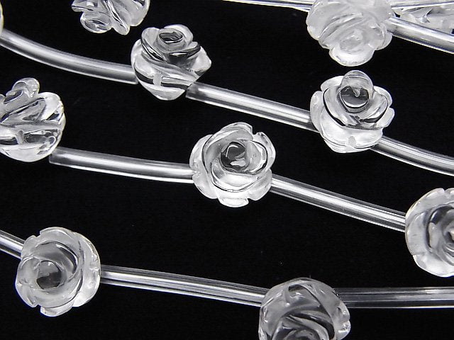 水晶AAA玫瑰10毫米半串或1串珠子 (約13英吋/31公分)