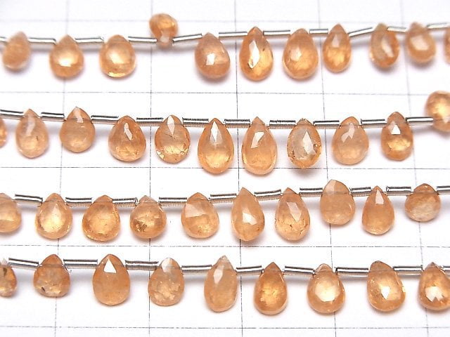 Hochwertiger Spessartit Granat AAA- Birnenform facettierte Briolette halb oder 1 Strang Perlen (ca. 3 Zoll/7 cm)