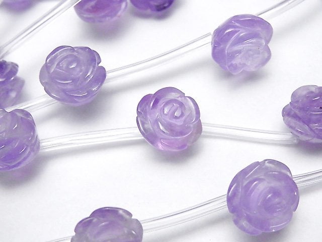 薰衣草紫水晶AA++玫瑰12毫米半串或1串珠子(約12英寸/30厘米)