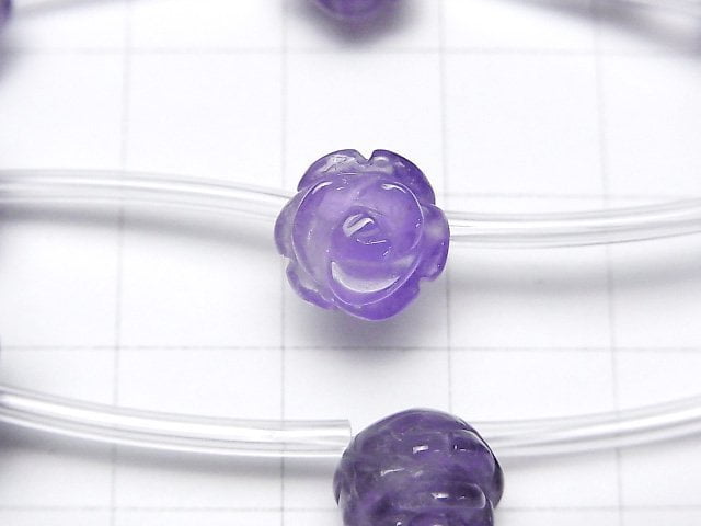 紫水晶 AA++ 玫瑰切割 10mm 半串或一串珠子 (約13英吋/31公分)