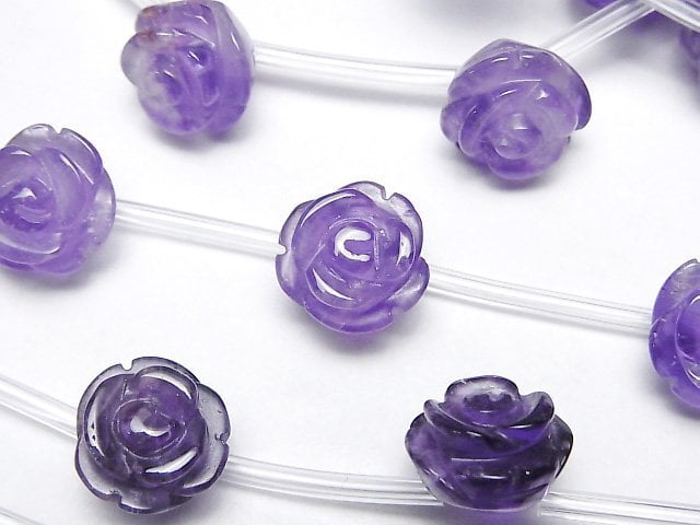 紫水晶 AA++ 玫瑰切割 12mm 半串或 1 串珠(約 12 英吋/30 公分)