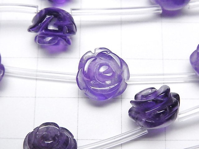 紫水晶 AA++ 玫瑰切割 12mm 半串或 1 串珠(約 12 英吋/30 公分)
