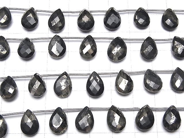 Matrix Pyrit Tropfenform Facettierte Briolette 1 Strang Perlen (13 Stück)
