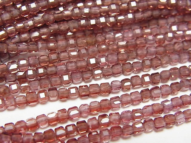 高品質!香檳石榴石 AAA 立方體形狀 2x2x2mm 1 串珠子 (約 15 英寸/38 公分)