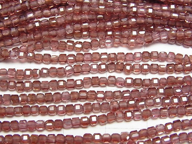 高品質!香檳石榴石 AAA 立方體形狀 2x2x2mm 1 串珠子 (約 15 英寸/38 公分)