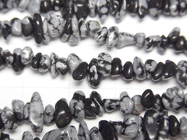 雪花黑曜石碎石(小塊)1串珠(約31英吋/78公分)