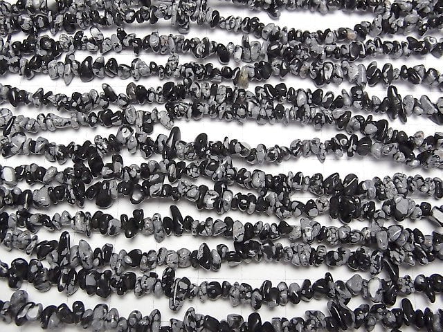 Schneeflockenobsidian Chips (Kleine Nuggets) 1 Strang Perlen (ca. 31 Zoll/78 cm)
