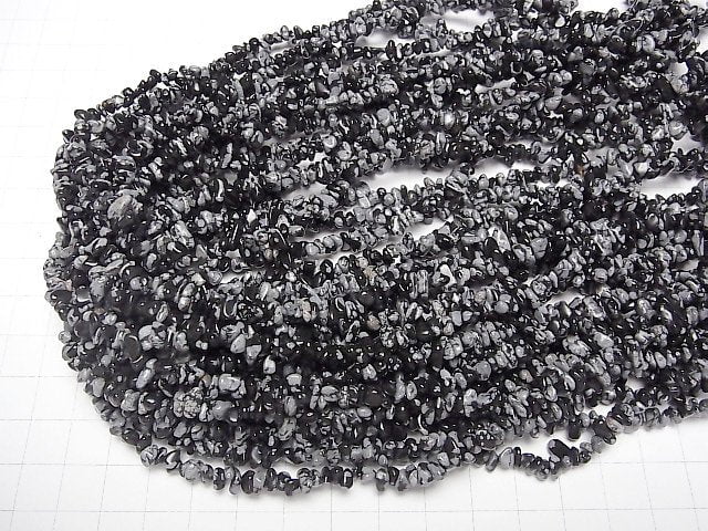 Schneeflockenobsidian Chips (Kleine Nuggets) 1 Strang Perlen (ca. 31 Zoll/78 cm)