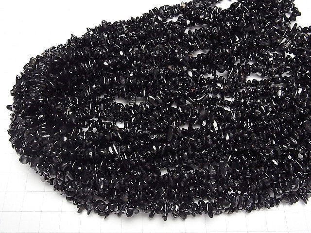 Schwarzer Turmalin Chips (Kleine Nuggets) 1 Strang Perlen (ca. 31 Zoll/78 cm)
