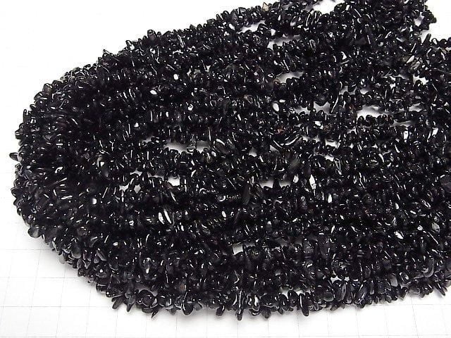 Schwarzer Turmalin Chips (Kleine Nuggets) 1 Strang Perlen (ca. 31 Zoll/78 cm)