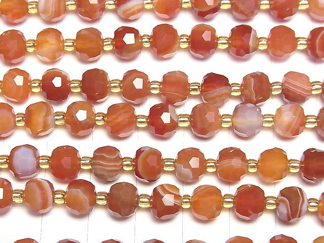 Hohe Qualität! Karneol, Sardonyx AAA Facettierte Knopf Rondelle 8x8x6mm 1strang Perlen (ca. 15 Zoll/37 cm)