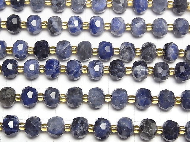 Hohe Qualität! Sodalith AA++ Facettierte Knopf Rondelle 8x8x6mm halb oder 1strang Perlen (ca. 15 Zoll/36 cm)