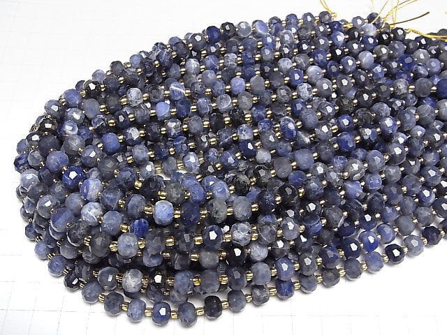 Hohe Qualität! Sodalith AA++ Facettierte Knopf Rondelle 8x8x6mm halb oder 1strang Perlen (ca. 15 Zoll/36 cm)