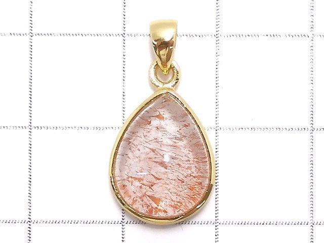 Pendentif unique de lépidocrocite dans du quartz de haute qualité AAA 18KGP N°113