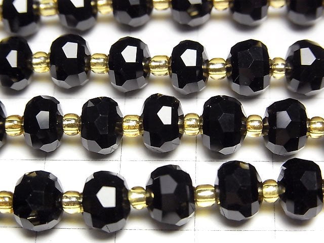 高品質!瑪瑙刻面鈕扣圓珠 8x8x6mm 1串珠子 (約15英吋/37公分)