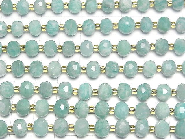Hohe Qualität! Mosambik Amazonit AA++ Facettierte Knopf Rondelle 8x8x6mm halb oder 1strang Perlen (ca. 15 Zoll/36 cm)