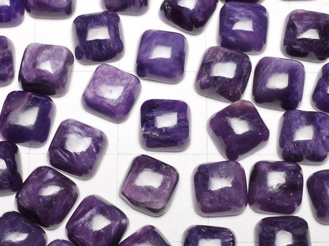 Charoit AA++ Quadratischer Cabochon 6x6mm 3 Stück