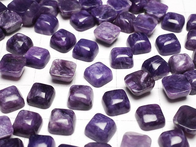 Charoit AA++ Quadratischer Cabochon 6x6mm 3 Stück