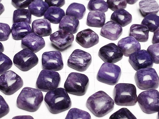 Charoit AA++ Quadratischer Cabochon 8x8mm 2 Stück