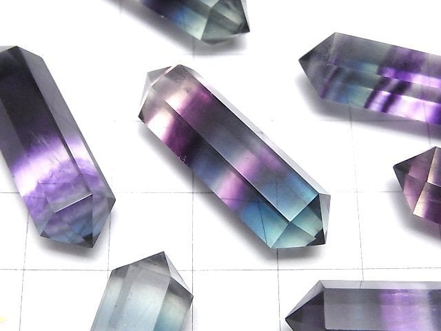 Fluorite multicolore AAA Double pointe 32x9x9mm Pierre individuelle 1pc
