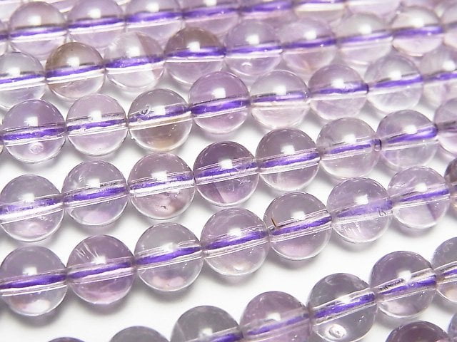 紫水晶煙晶AA++圓珠6.5mm一串(約15英吋/36公分)