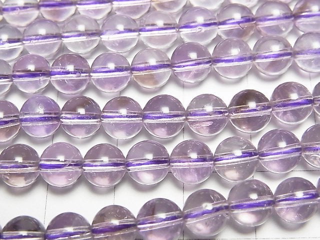 紫水晶煙晶AA++圓珠6.5mm一串(約15英吋/36公分)